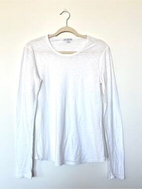 James Perse White Long-Sleeve Crewneck Top Size 3